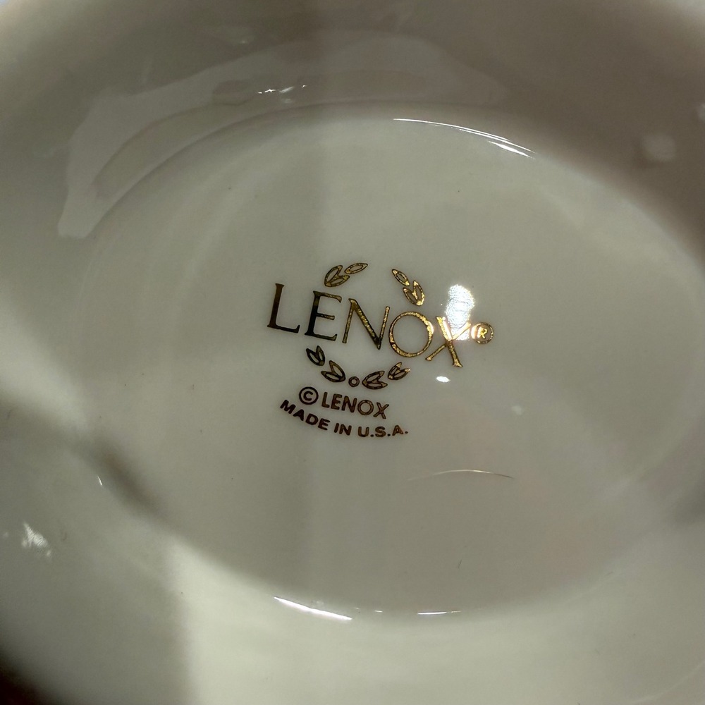 Lenox Springtime Bouquet Ivory China Basketweave Floral Fan Vase Gold Trim USA - Picture 6 of 9